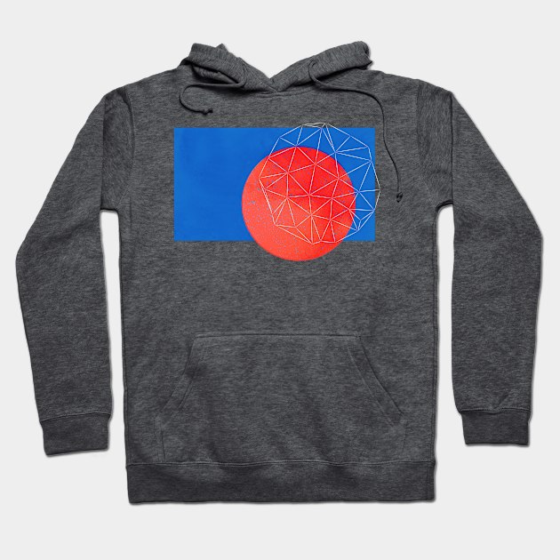 Geometric Abstract Parametric Design (Conections Red and blue) Hoodie by myyylla